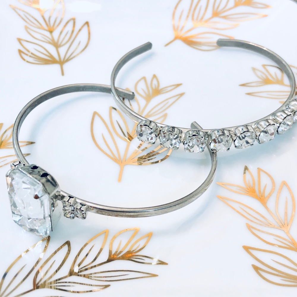 Silver Crystal Bracelet Set